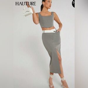 SHEIN Gray Pencil Skirt with Slit